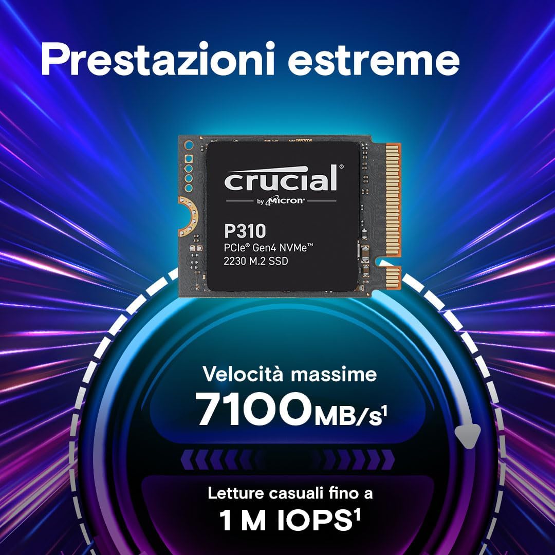 Crucial P310 Ssd Interno 2TB PCIe Gen4 NVMe 2230 M.2 CT2000P310SSD2