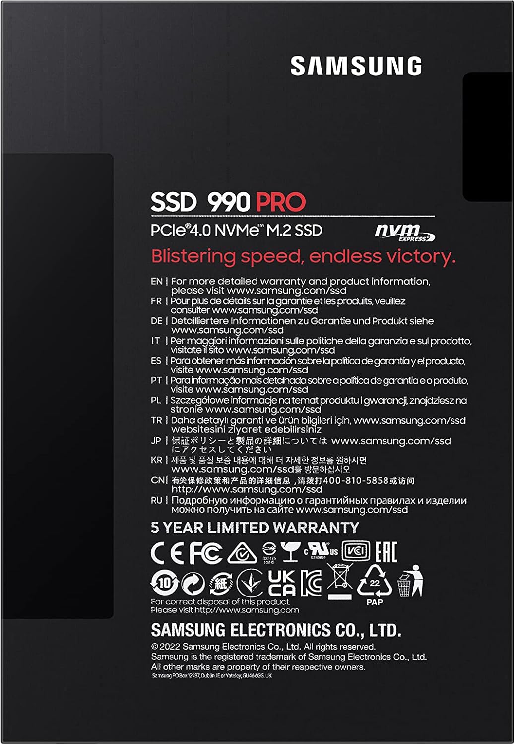 Samsung Ssd 990 Pro 2Tb Nvme M.2 Pcie Express 4.0  MZ-V9P2T0BW