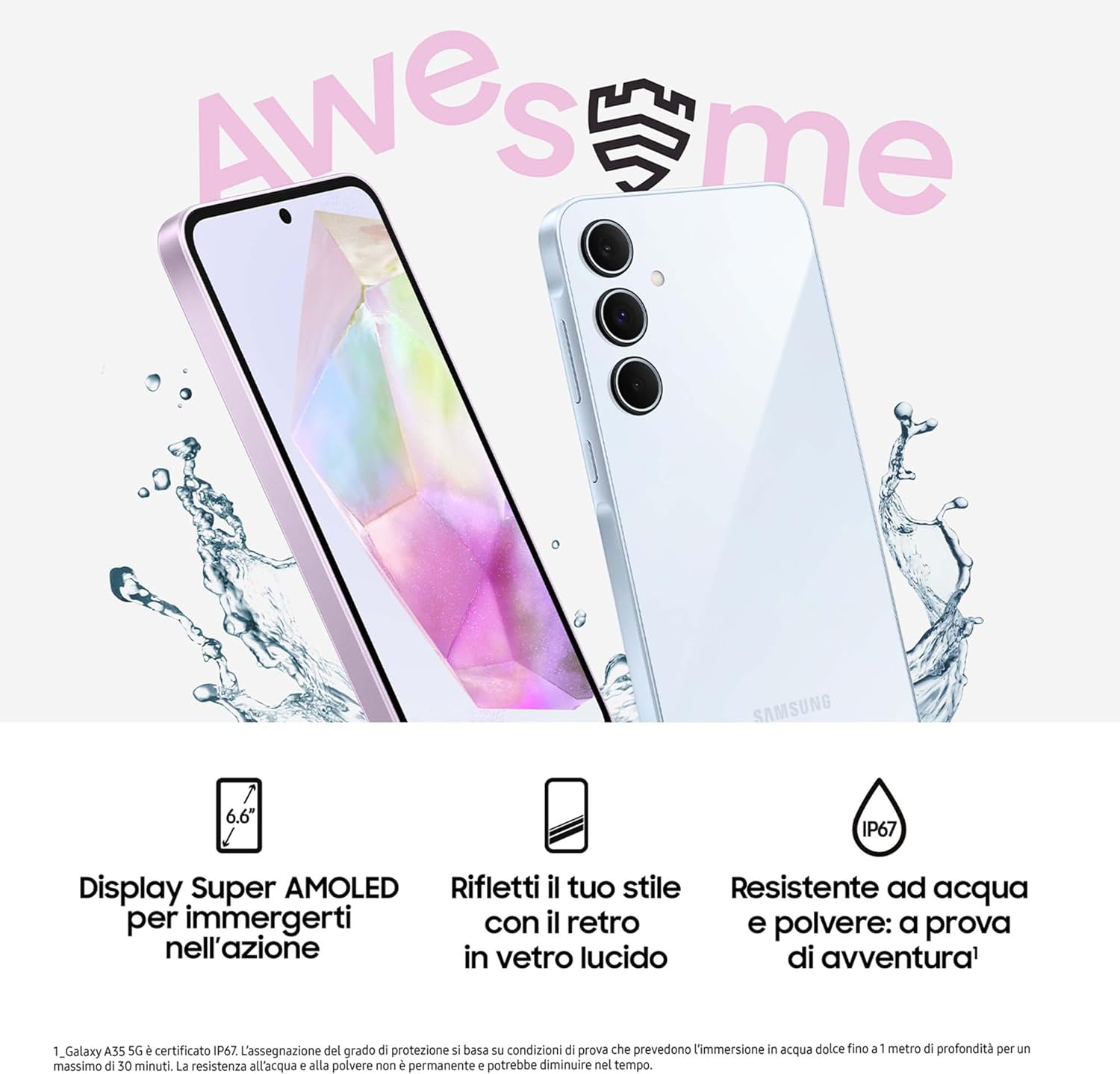 Samsung Galaxy A35 5G 6Gb Ram 128Gb Dual Sim Awesome Navy + Cover Clear Case Omaggio