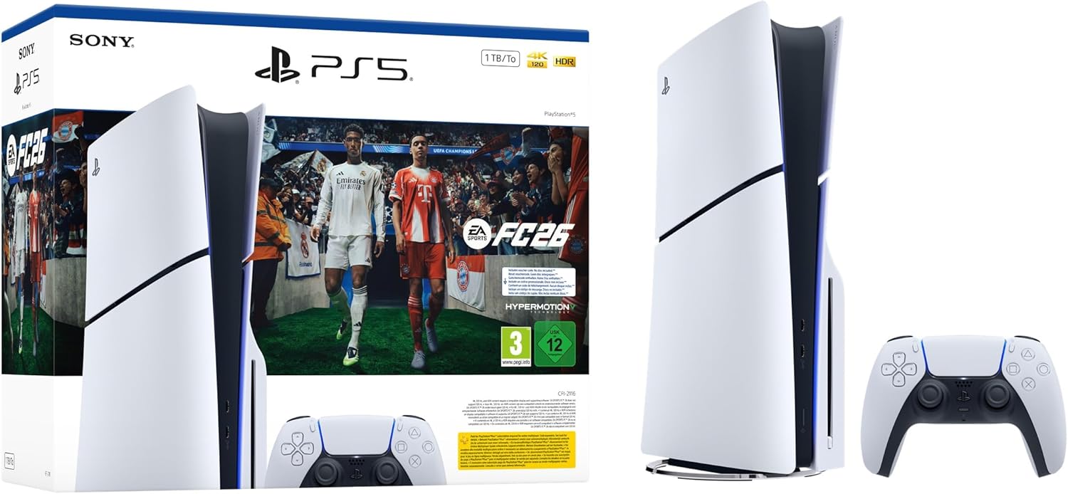 Console Playstation 5 PS5 Slim 1Tb Con Lettore Disc Version EU + EA SPORTS FC 26 (Voucher)